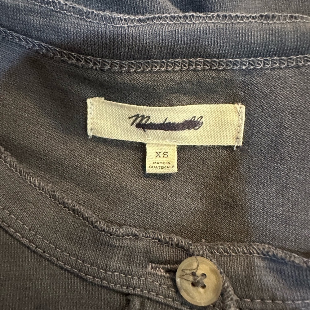 Madewell Black Garment Dyed Raglan Henley Tee XS - Picture 9 of 11